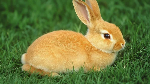 Bunny Portrait on Green Field