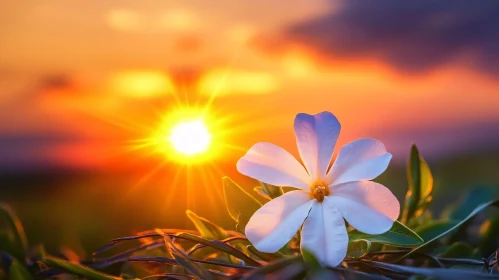 Tranquil White Blossom during Golden Sunset