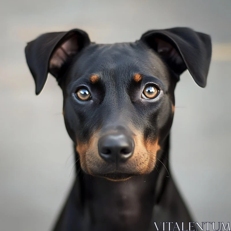 Detailed Portrait of a Black and Tan Dog AI Image