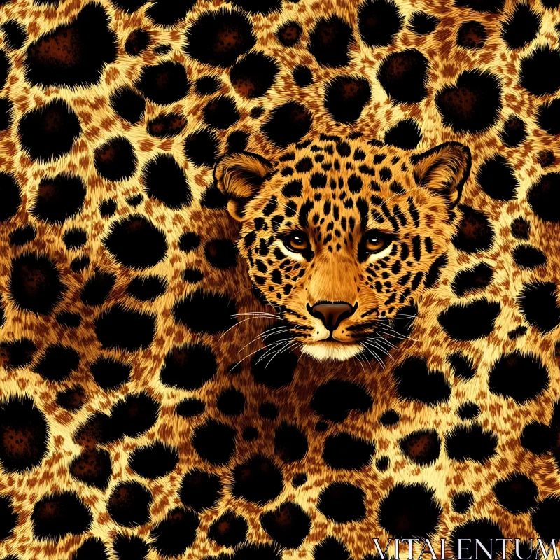 Camouflaged Leopard Face in Natural Habitat AI Image