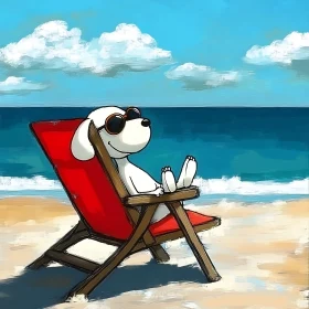 Happy Dog Relaxing at the Beach