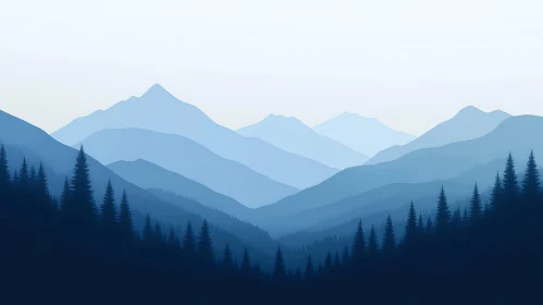 Layered Blue Mountains Landscape