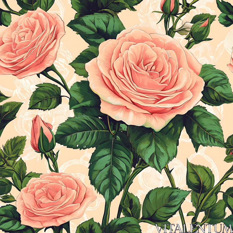 Vintage Roses Illustration AI Image