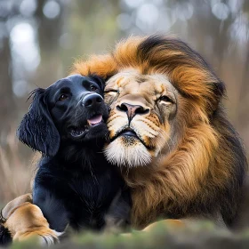 Heartwarming Bond Between Dog and Lion