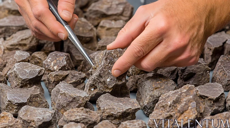 Stone Examination with Tweezers AI Image