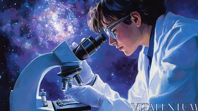 Woman Scientist with Microscope AI Image