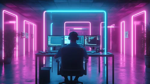 Cyberpunk Programmer at Work