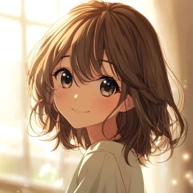 Anime Girl in Warm Light