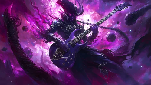 Armored Musician in Purple Galaxy