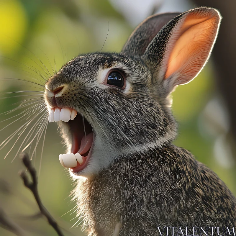 Open Mouthed Rabbit Portrait AI Image