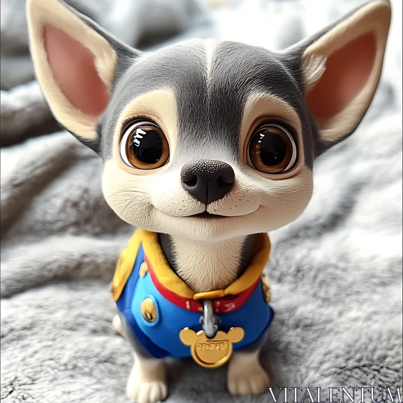 Cute Cartoon Dog in Blue Jacket AI Image