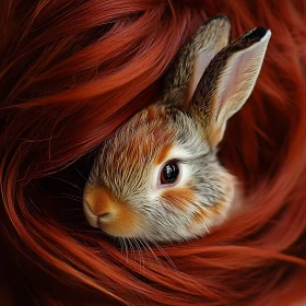 Whimsical Rabbit with Auburn Locks