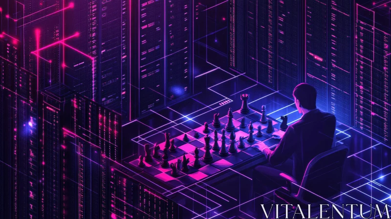 AI ART Neon Chess Game