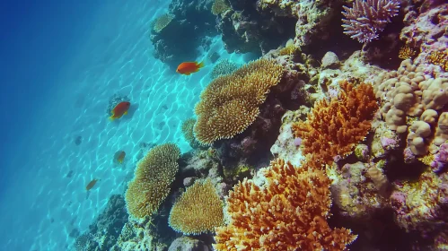 Underwater Coral Garden with Orange Fish