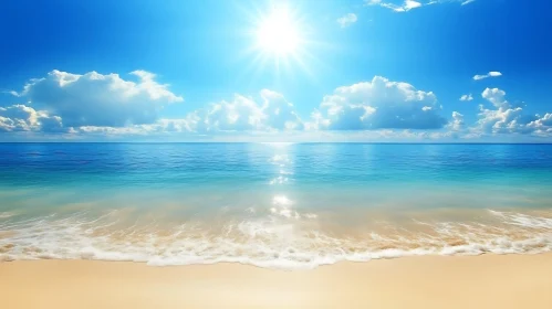 Calm Beach Day: Blue Sea and Sky