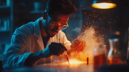 Chemist Doing Experiment in Lab