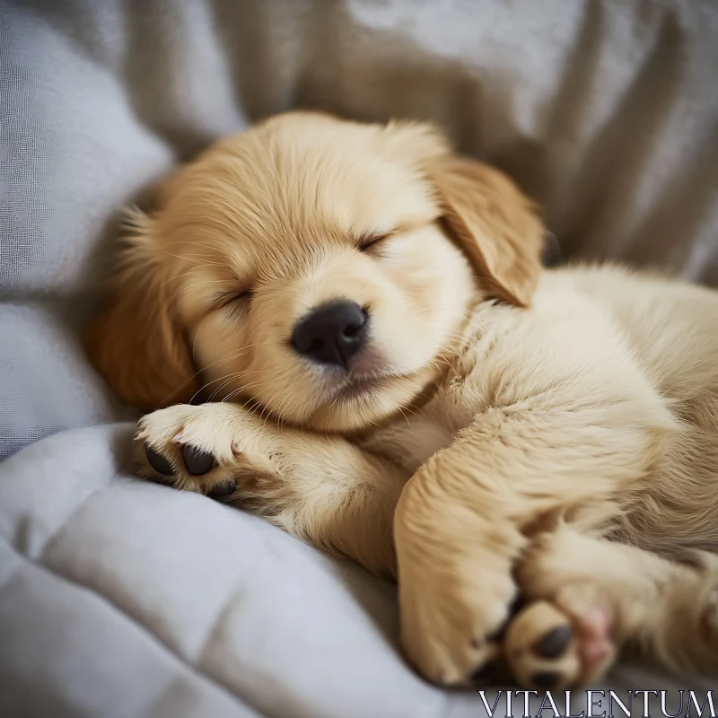 Adorable Sleeping Golden Puppy AI Image