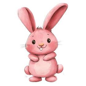 Charming Pink Rabbit Character Art