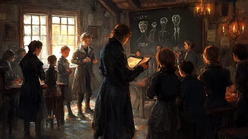 Old-fashioned Schoolroom Painting