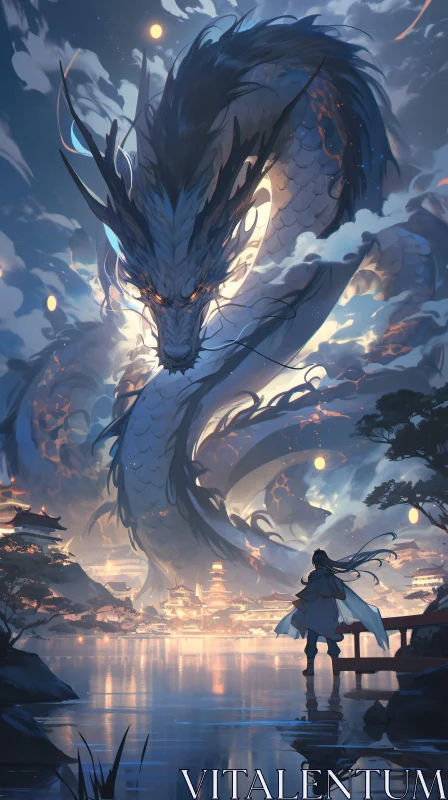 AI ART Ethereal Evening: Dragon and Hero