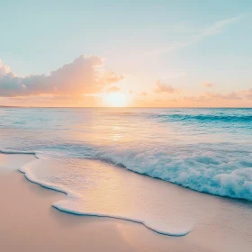 Pastel Sunset Over Gentle Ocean