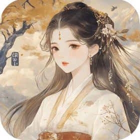 Graceful Anime Woman with Floral Accessories