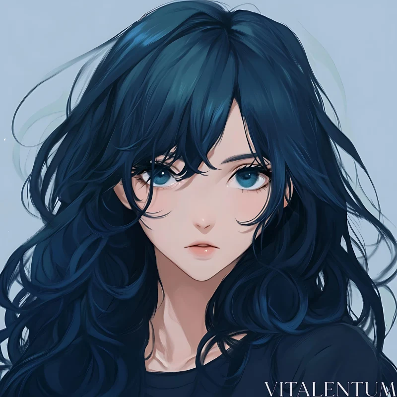 AI ART Beautiful Illustration of a Blue-Eyed Anime Girl