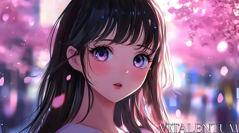 Spring Sakura Anime Portrait AI Image