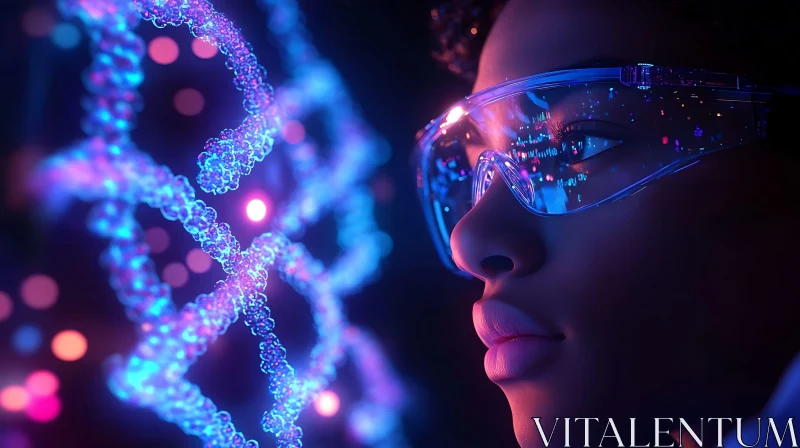 AI ART Future Vision: DNA and Neon Lights