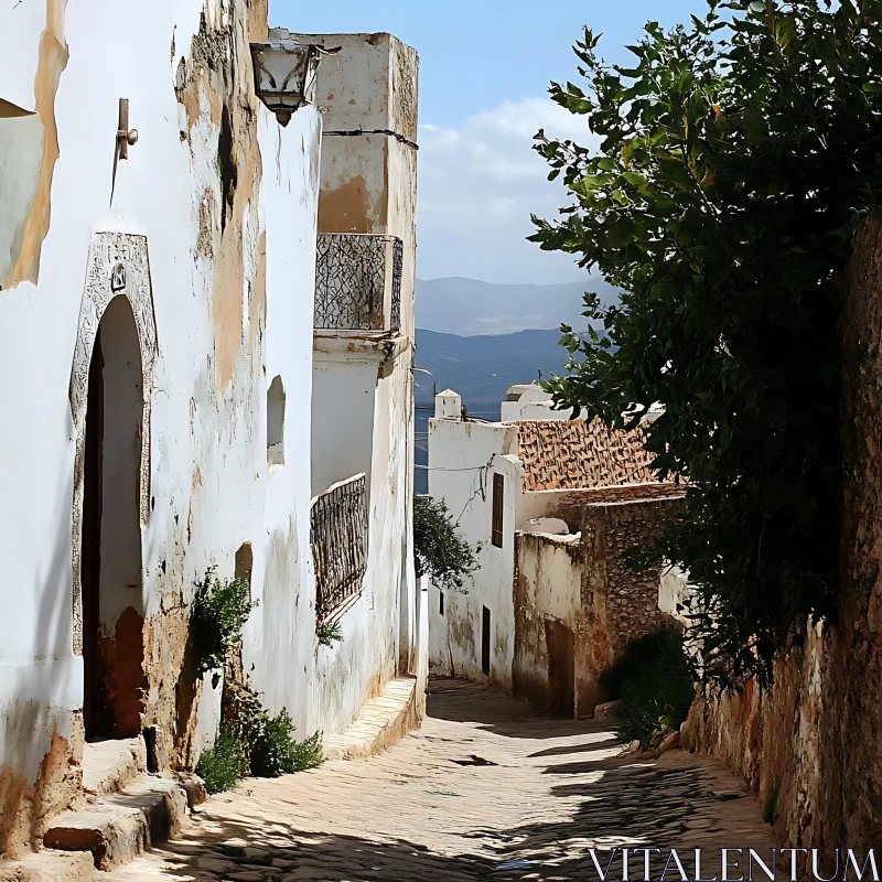 Historic Mediterranean Street with Weathered Architecture AI Image