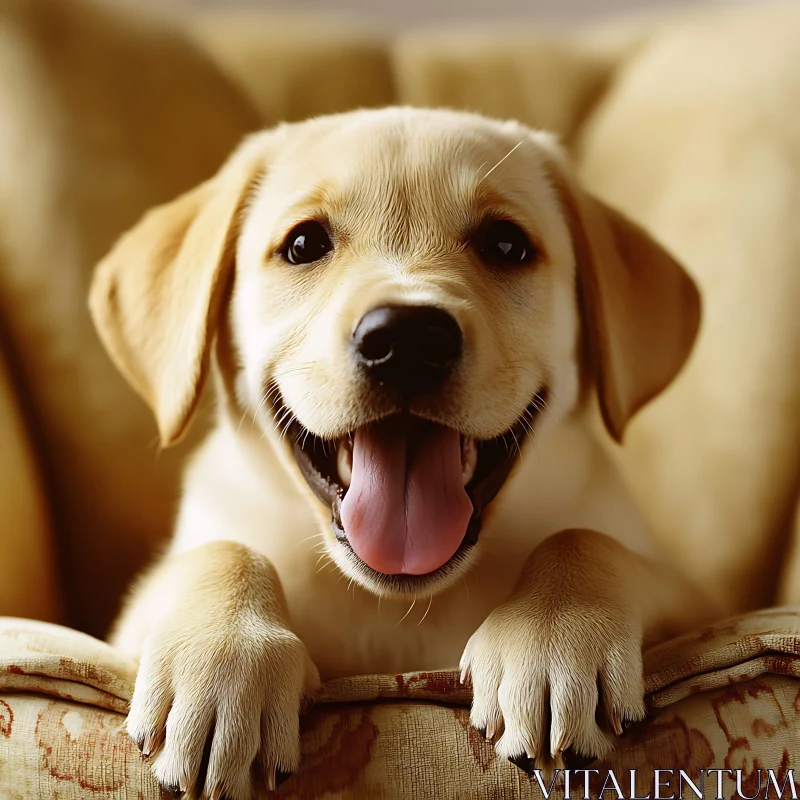 Happy Labrador Puppy Close-Up AI Image