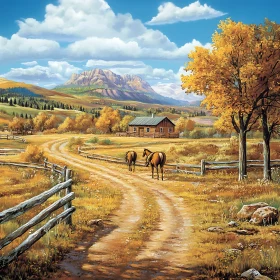 Horses in a Rural Autumn Landscape