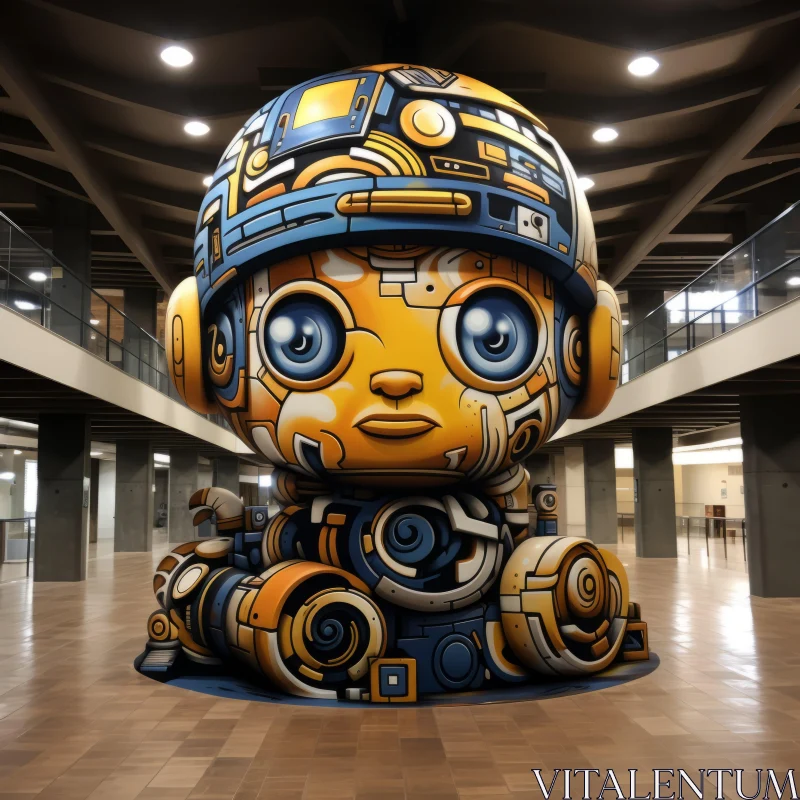 Large Robot in Architectural Setting: A Pop Culture Caricature AI Image