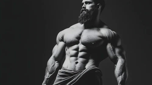 Bearded Man with Strong Muscles