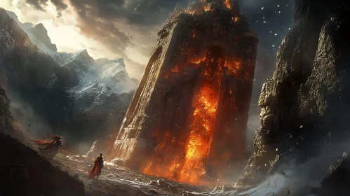 Burning Tower in the Mountains