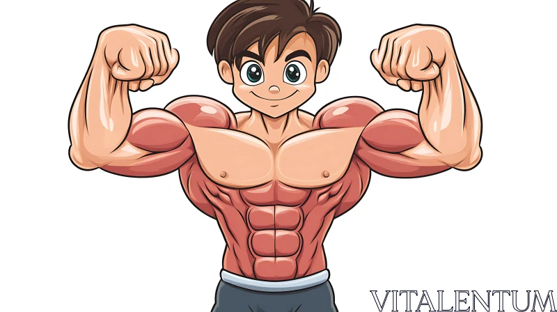 Muscular Cartoon Character Illustration AI Image