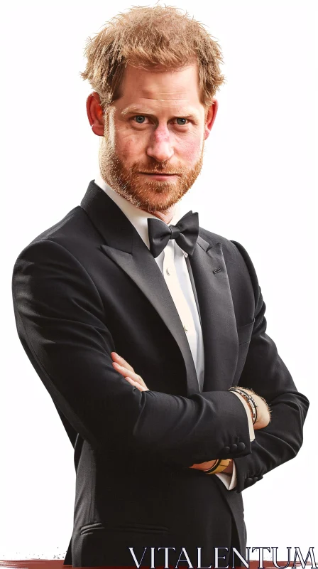 AI ART Prince Harry Formal Portrait in Black Tuxedo