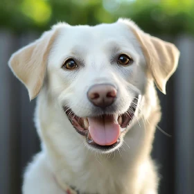 Close-up of a Joyful White Dog