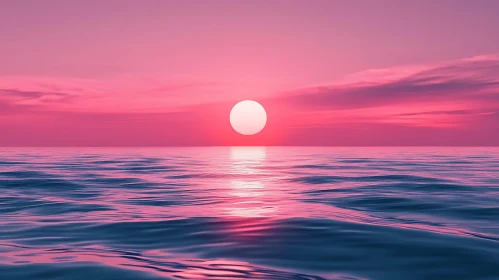 Peaceful Pink Sunset Seascape