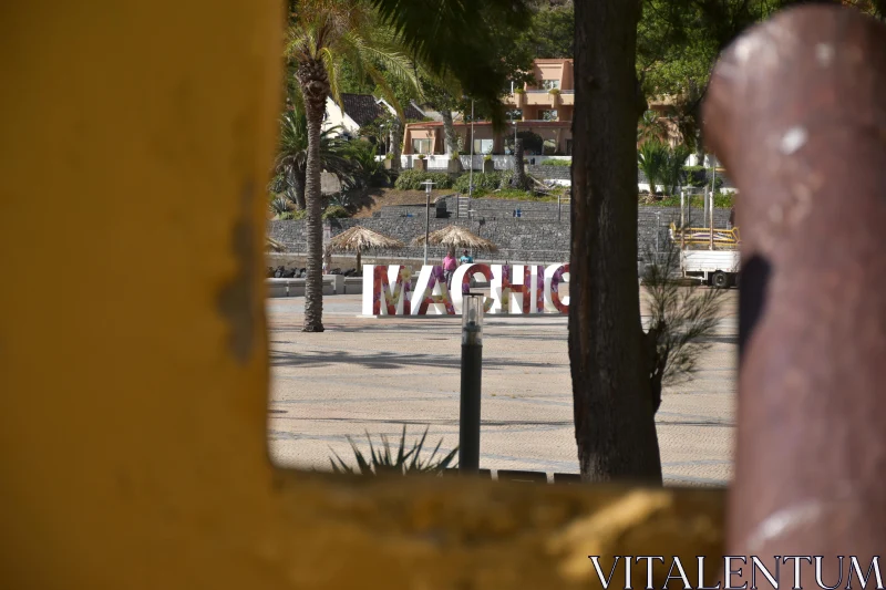 Scenic Madeira Cityscape with Iconic Machico Sign Free Stock Photo