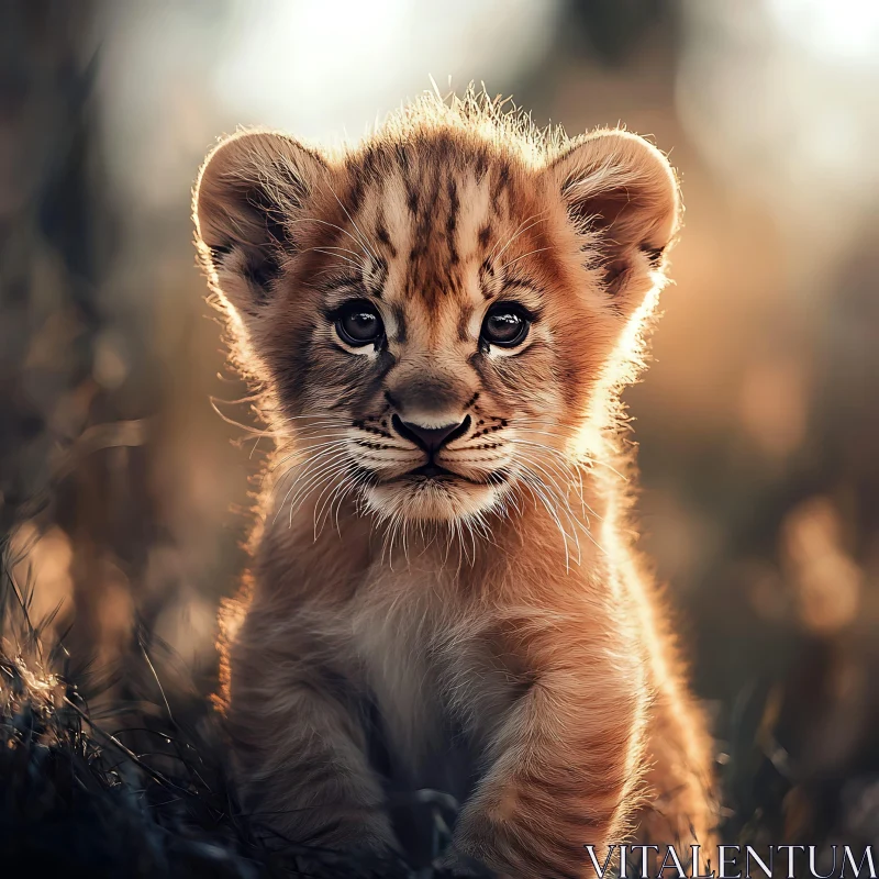 Lion Cub in the Meadow AI Image