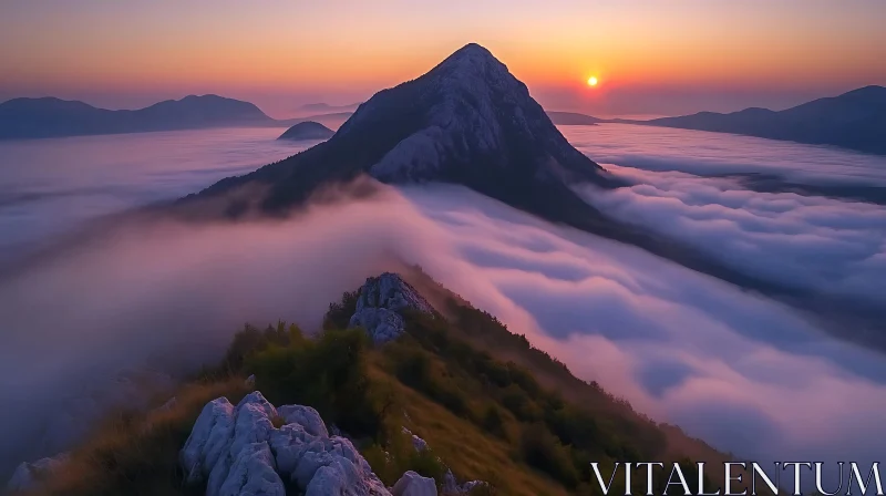 AI ART Sunrise Over Mountain Peak