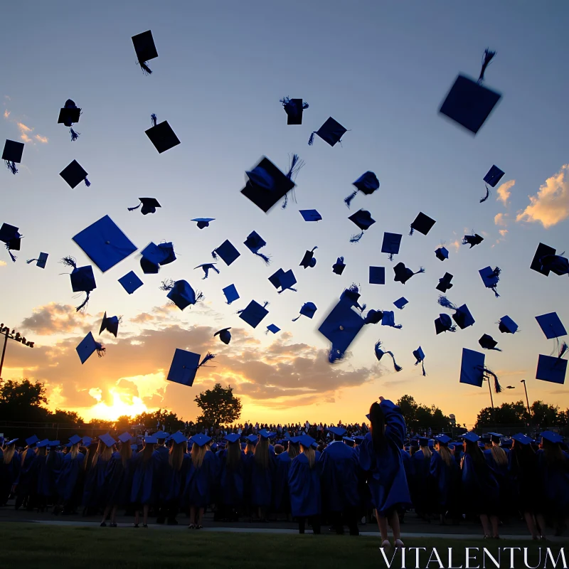 Graduation Ceremony at Sunset AI Image