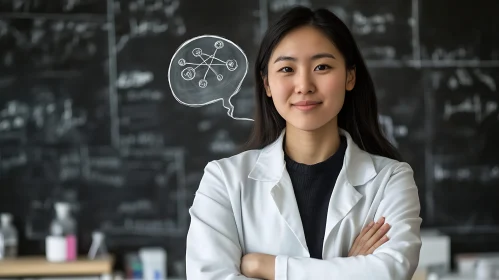 Young Scientist with Thought Bubble