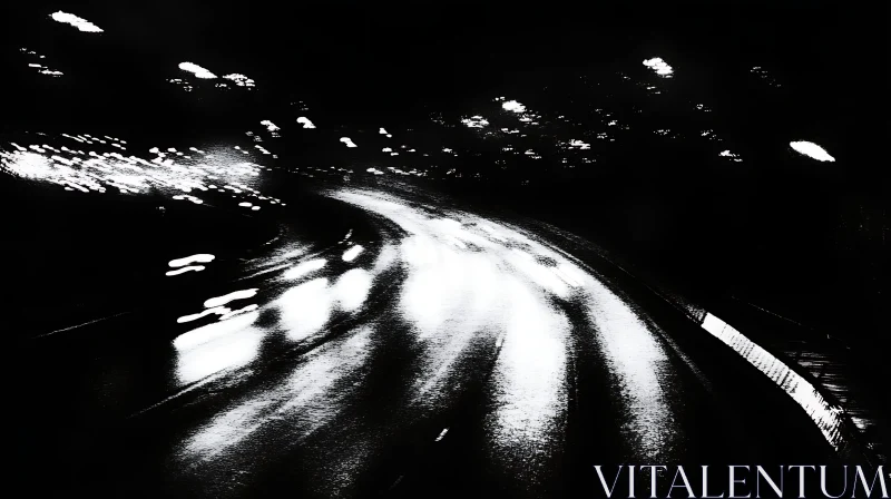 Abstract Night Road with Lights AI Image