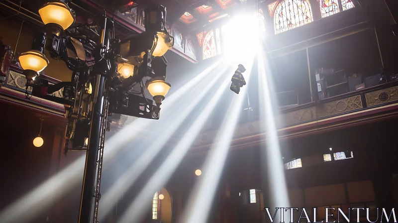 Illuminated Room with Light Rays AI Image