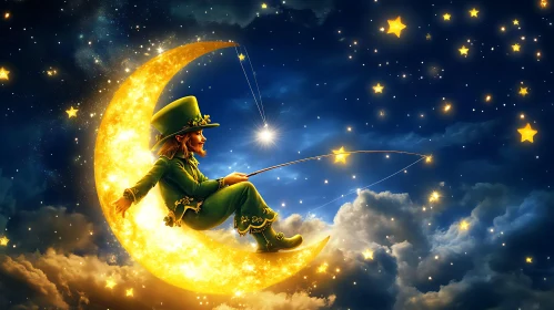 Night Sky Fishing Leprechaun