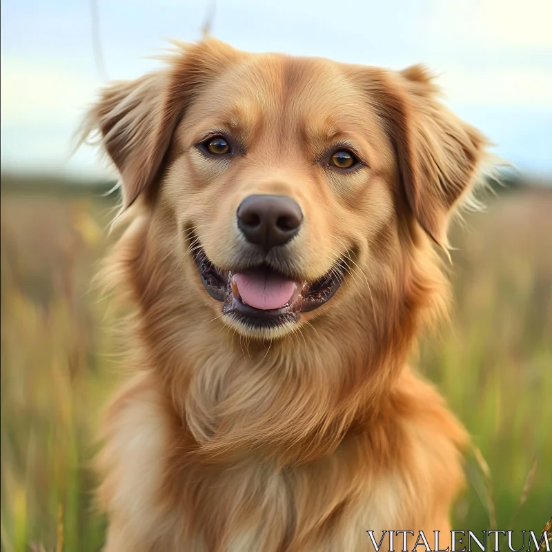 Happy Golden Retriever Outdoors AI Image