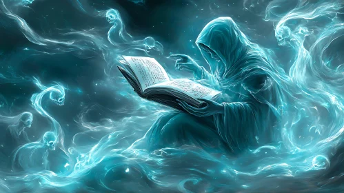 Spectral Figure Reading Ancient Book