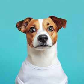 Expressive Dog in a White Shirt